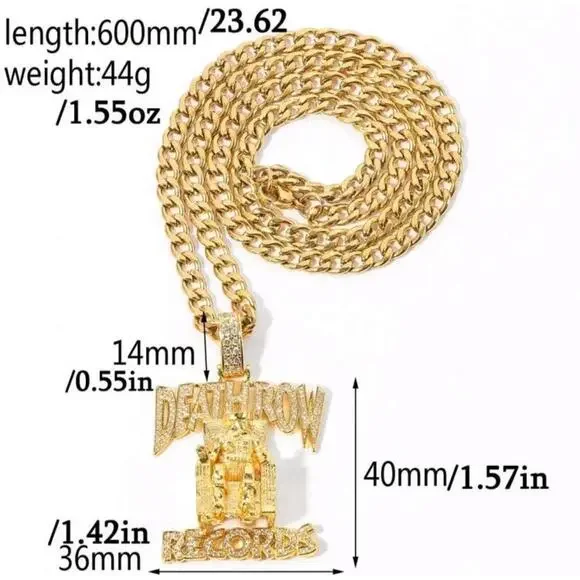 Death Row Records (Chain)-(Gold)-(New)-(Zirconia)-$35.00 - Picture 6 of 6